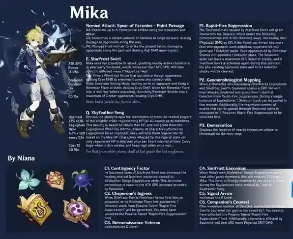 原神米卡天赋效果一览